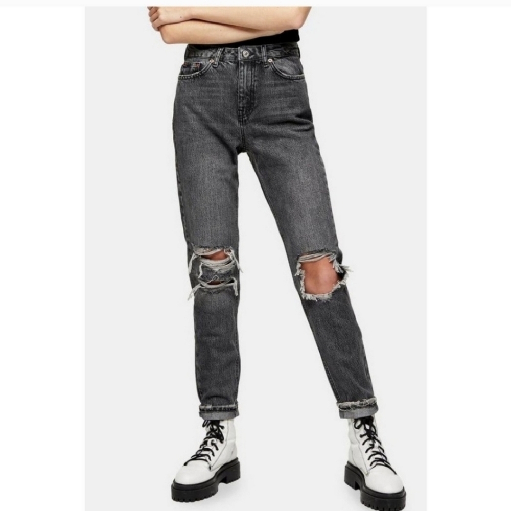 Topshop Womens Mom Distressed Jeans W28 L30